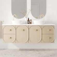 Port 1500mm Wall Hung Double Vanity  with Solid Surface Countertop